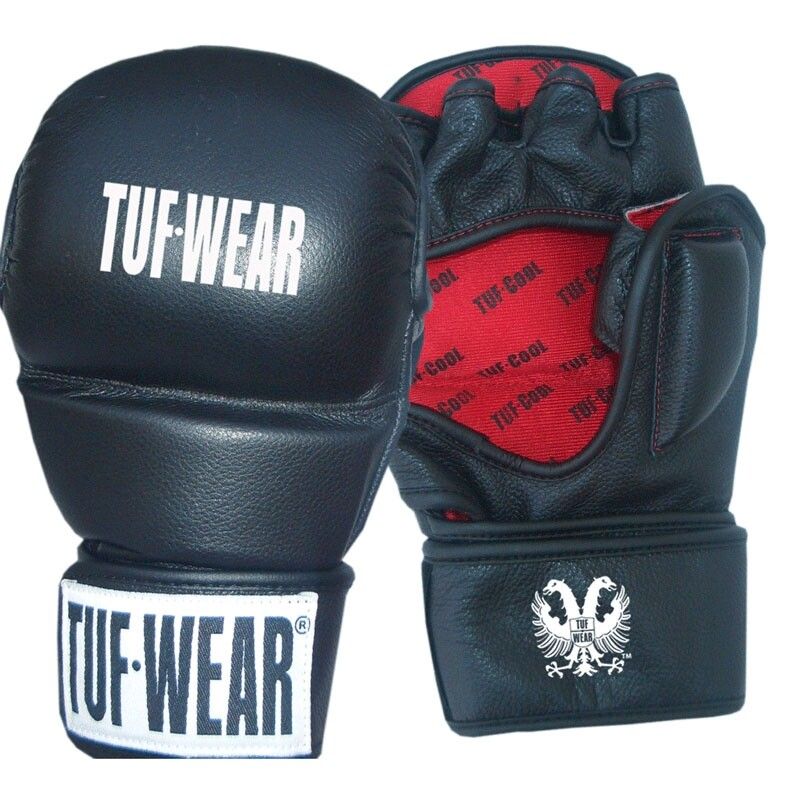 Tuf TUF Wear MMA Handschoenen Strike Leder - Zwart/Rood - Vechtsportonline.nl