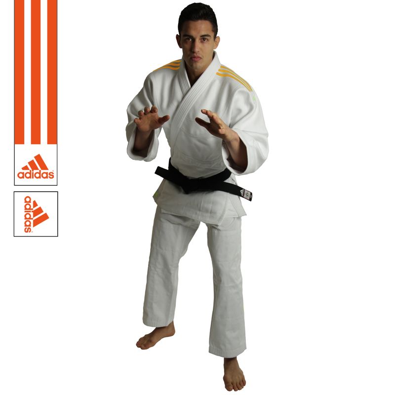 adidas Judopak Quest Wit/Oranje - Vechtsportonline.nl