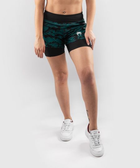 Venum  Defender Hybrid Compressie Short  - Zwart/Groen