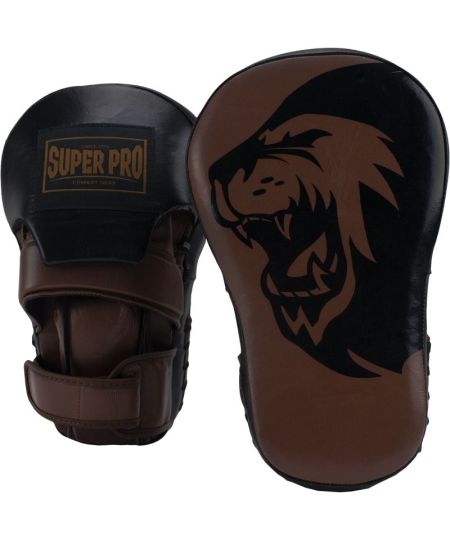 Super Pro Combat Gear Handmitts Long Curved Leder Zwart/Bruin
