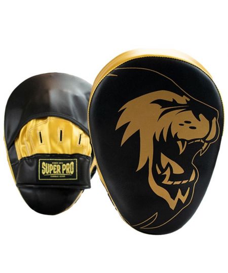 Super Pro Combat Gear Handpads Curved PU Zwart/Goud