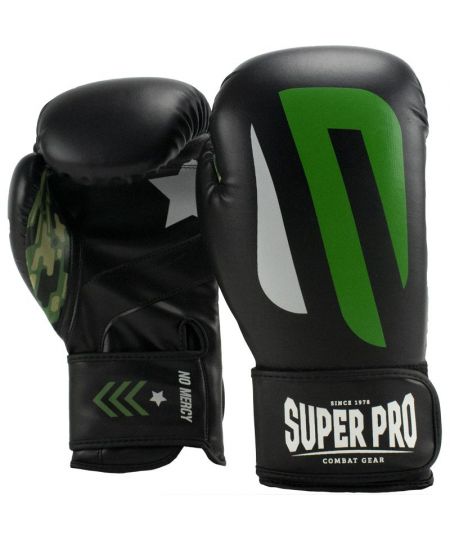 Super Pro Combat Gear (kick)Bokshandschoenen PU No Mercy Zwart/Groen/Zilver