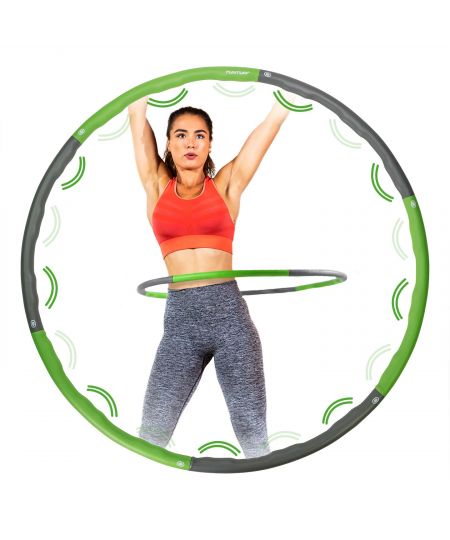 Tunturi Fitness Hoelahoep - Fitness hoepel - Fitness hulahoop - 1,8 kg - Groen/Grijs