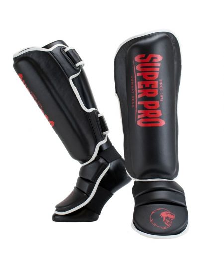 Super Pro Scheenbeschermers Protector - Zwart/Rood/Wit
