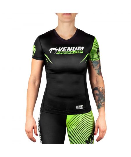 Venum  Rashguard (Dames) Training Camp 2.0 - Short Sleeves - Zwart/Neon Geel
