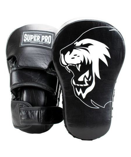 Super Pro Handpads Lang Curved Leder -  Zwart/Wit