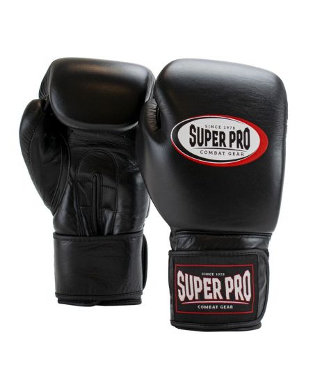 Super Pro (Kick)bokshandschoenen Thai-Pro Leder - Zwart