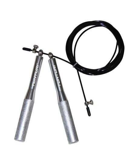 Tunturi Stalen verstelbare springtouw met lagers - met aluminium handvat