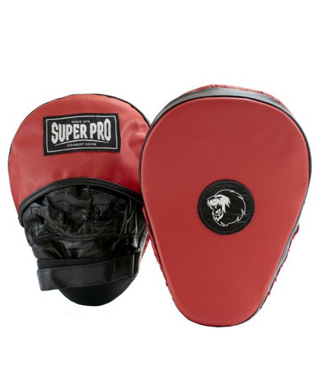 Super Pro Handpads Leer Gebogen Hook and Jab Pad - Zwart/Rood