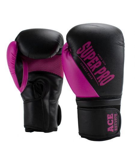 Super Pro Combat Gear ACE (kick)bokshandschoenen Zwart/Roze