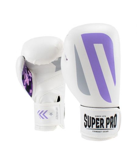 Super Pro Combat Gear (kick)Bokshandschoenen PU No Mercy Wit/Paars/Zilver