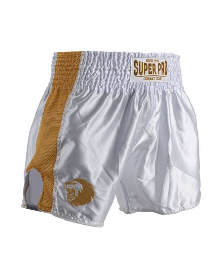 Super Pro Combat Gear Thai en Kickboksshort Brave Wit/Goud
