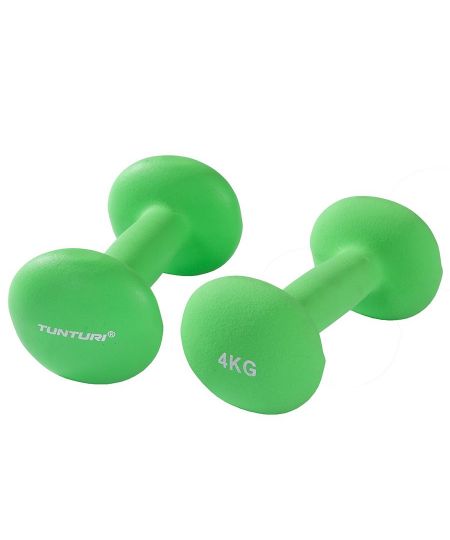 Tunturi Dumbbell set - 2 x 4,0 kg - Neopreen - Fluor Groen