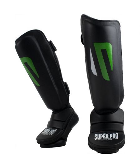 Super Pro Combat Gear Scheenbeschermers No Mercy Zwart/Groen/Zilver