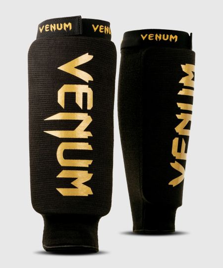Venum  Kontact Kickboks Scheenbeschermers - without foot - Zwart/Goud