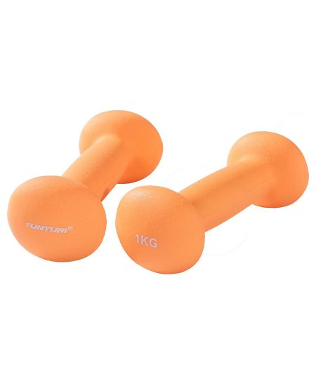 Tunturi Dumbbell set - 2 x 1,0 kg - Neopreen - Fluor Oranje