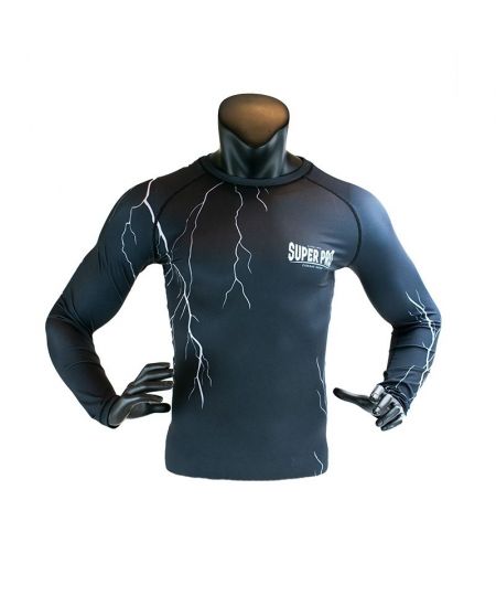 Super Pro Combat Gear Compression Shirt Long Sleeve Thunder Zwart/Grijs