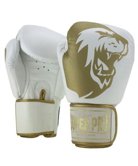 Super Pro Combat Gear Warrior Lederen (kick)bokshandschoenen Wit/Goud