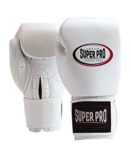Super Pro Combat Gear Thai-Pro Lederen (Thai)bokshandschoenen Wit/Zwart