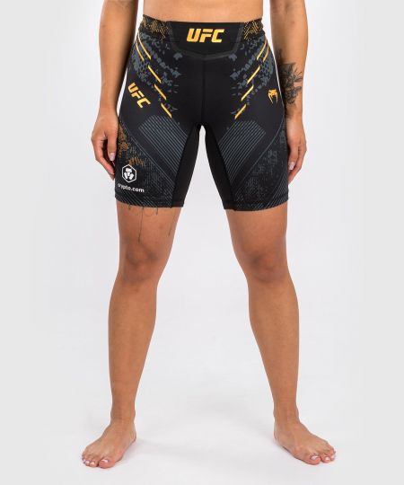 UFC Adrenaline by Venum Authentic Fight Night Dames Vale Tudo Short - Lang Model - Zwart Goud