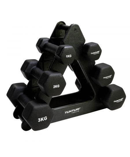 Tunturi Gewichten -  Halterset - Dumbbell Set - Neopreen Dummbbells - 1 t/m 3kg - 3 Paar