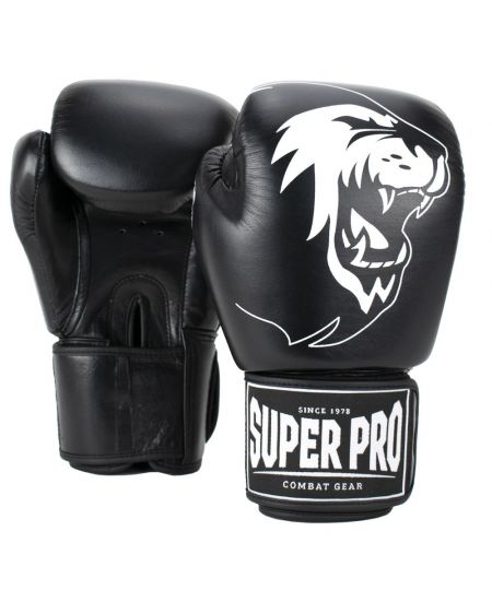 Super Pro (Kick)bokshandschoenen Warrior Leer - Zwart/Wit