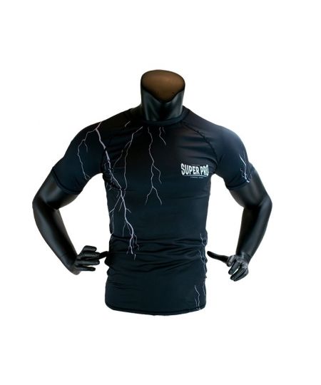 Super Pro Combat Gear Compression Shirt Short Sleeve Thunder Zwart/Grijs
