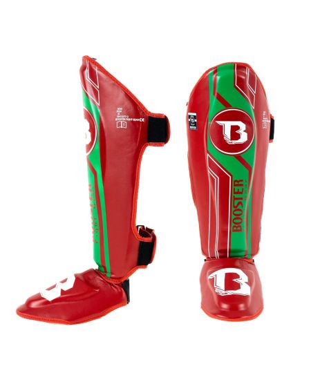 Booster Fight Gear – V9 Maroco scheenbeschermer - Rood Groen