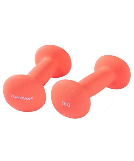Tunturi Dumbbell set - 2 x 2,0 kg - Neopreen - Fluor Rood