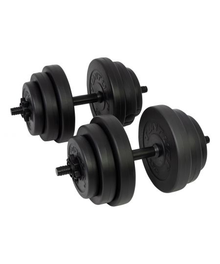 Tunturi Gewichten - Halterset - Dumbbell Set - 2 Stuks - Totaal 28kg - Zwart - Vinyl