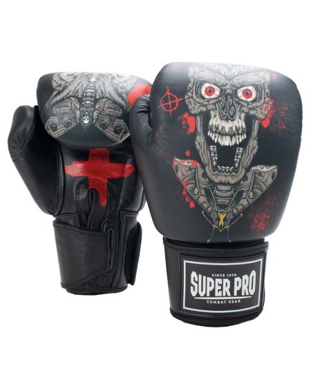 Super Pro Combat Gear (kick)Bokshandschoenen Leder SKULL