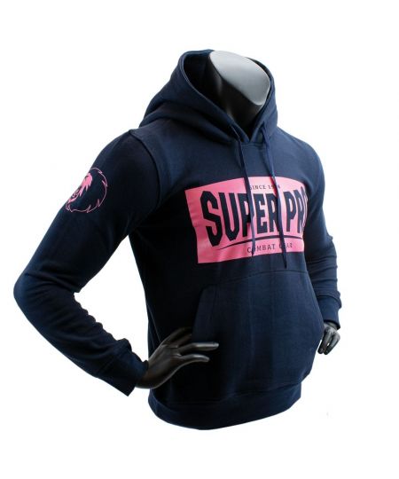 Super Pro Hoodie S.P. Block-Logo Donker Blauw/Roze
