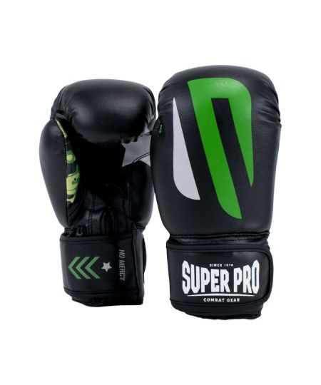 Super Pro Combat Gear (kick)Bokshandschoenen Kids No Mercy Zwart/Groen/Zilver
