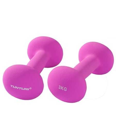 Tunturi Dumbbell set - 2 x 3,0 kg - Neopreen - Fluor Paars