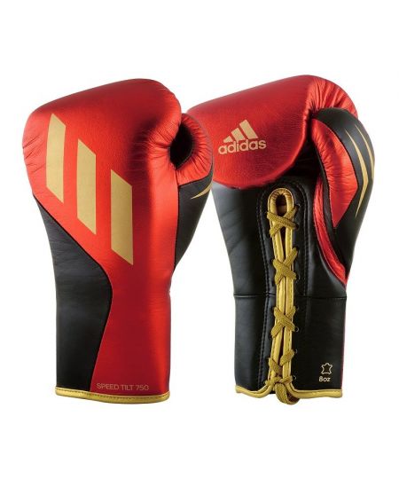adidas Bokshandschoenen Speed TILT 750 Pro Fight Vetersluiting Zwart/Rood/Goud