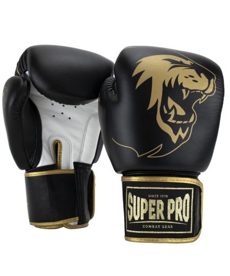 Super Pro Combat Gear Warrior SE Lederen (kick)bokshandschoenen Zwart/Goud/Wit