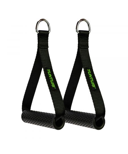 Tunturi Strap handle - cable handles met D-ring - per paar - Zwart