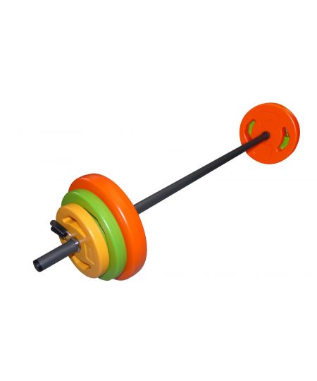 Tunturi Aerobic pump gewichten set 20kg - Halterset met 6 schijven - incl. halterstang - Met schuimrubberen beschermlaag