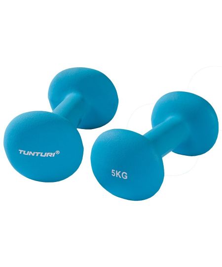Tunturi Dumbbell set - 2 x 5,0 kg - Neopreen - Fluor Blauw