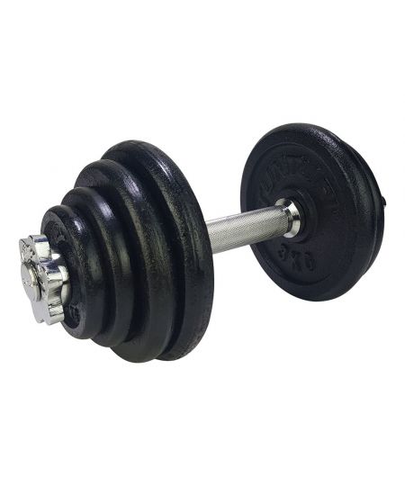 Tunturi Gewichten - Halterset - Dumbbell Set - 1 Halterstang - Totaal 15kg - Zwart