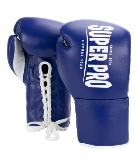 Super Pro  (Kick)bokshandschoenen Winner (Veters) - Blauw/Wit