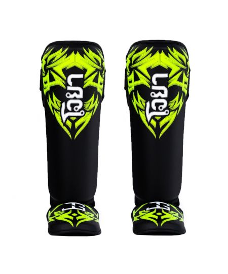 Joya Nak Muay Scheenbeschermers Zwart/Limoengroen