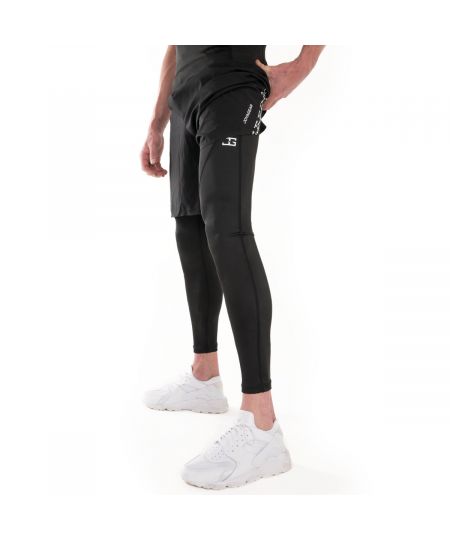 JoyaGear 2-1 Short met lange legging- Zwart/Wit