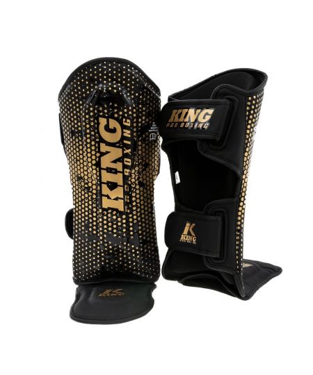 King Pro Boxing Hexagon 2- Scheenbeschermers Voor Kids -Zwart/Goud