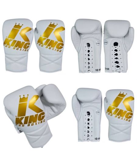 King Pro Boxing XK LU Kickbokshandschoen - Wit/Goud