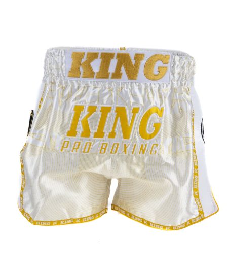 King Pro Boxing  08 3 Kickboksbroekje - Wit/Geel