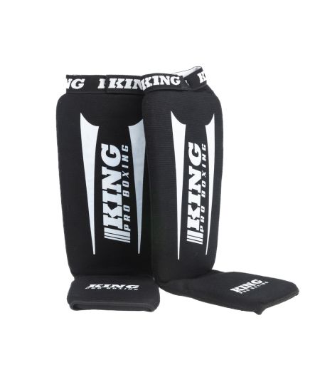 King Pro Boxing AMSG Pro 1 Katoenen Scheenbeschermers - Zwart/ Wit