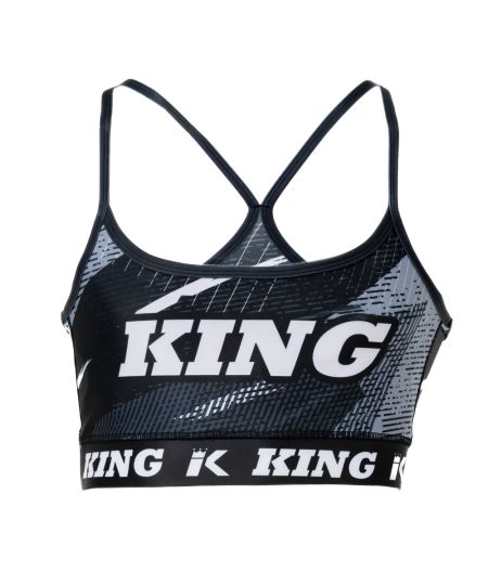 KING PRO BOXING: SHADOW Sportbeha Top voor dames - Zwart/Grijs/Wit