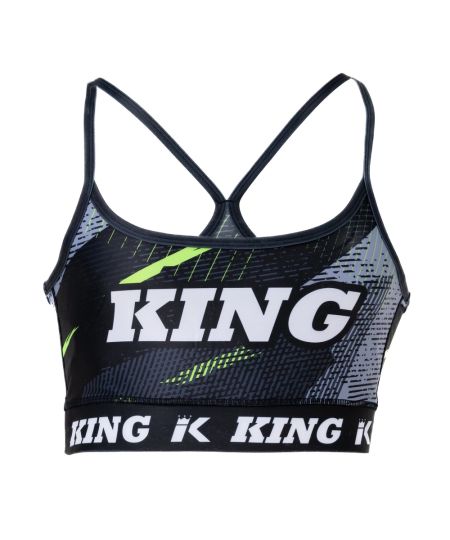 KING PRO BOXING: SHADOW Sportbeha Top voor dames - Zwart/Grijs/Geel