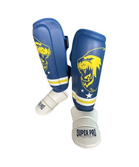 Super Pro Combat Gear Scheenbeschermer Nations Curacao PU blauw - geel - wit